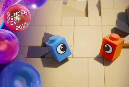 LEGO Voyagers characters with the summer game fest logo.