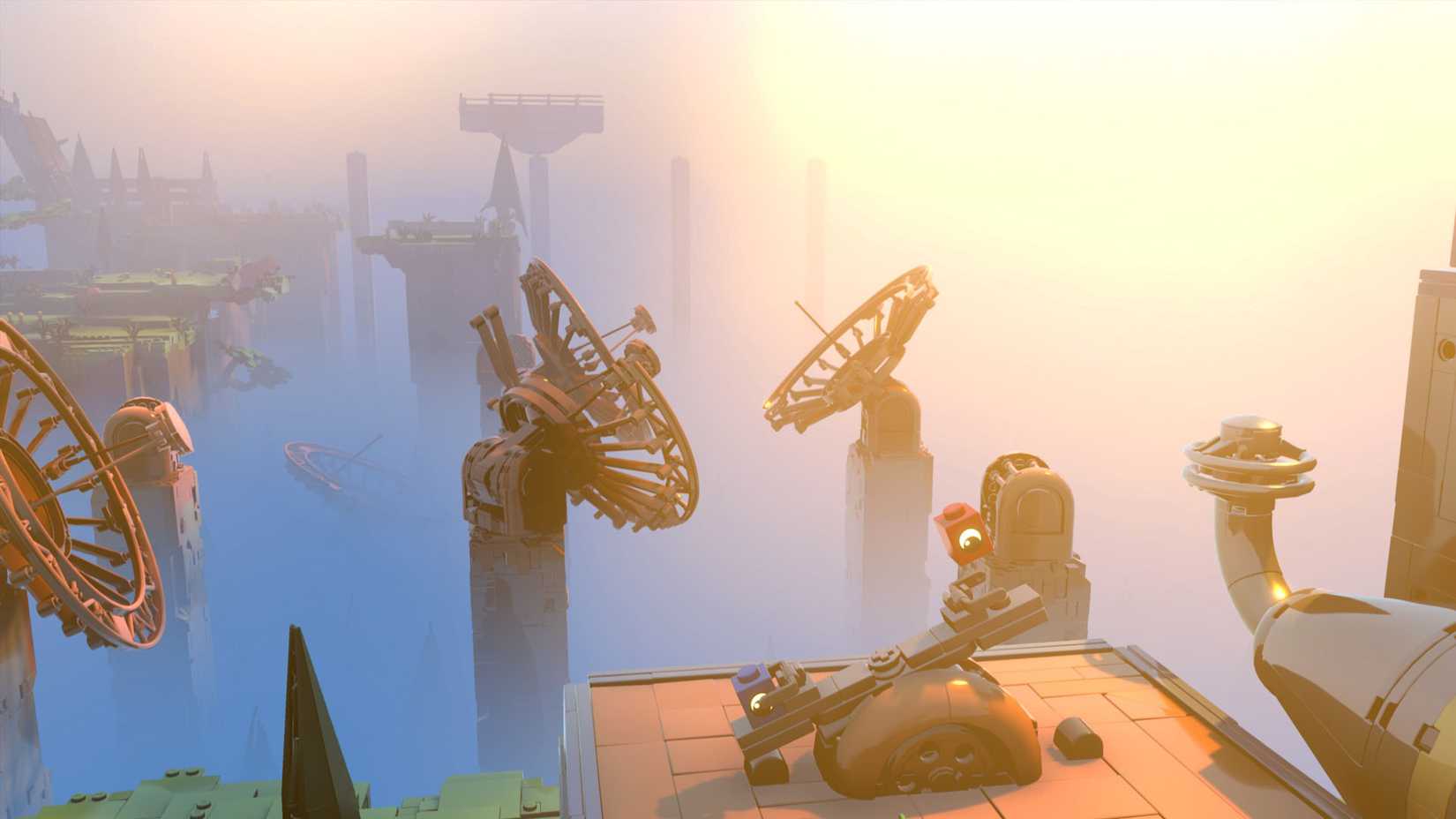 An official Lego Voyagers screenshot showing both characters playing on the seesaw